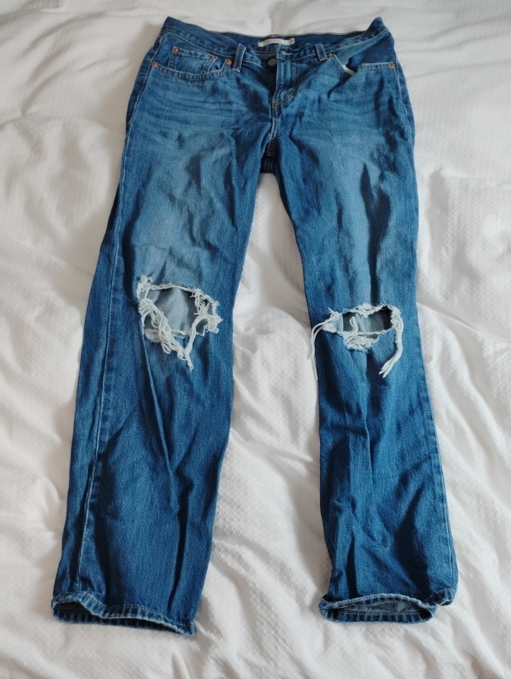 Levi's Distressed Blue Straight-Leg Women's Jeans